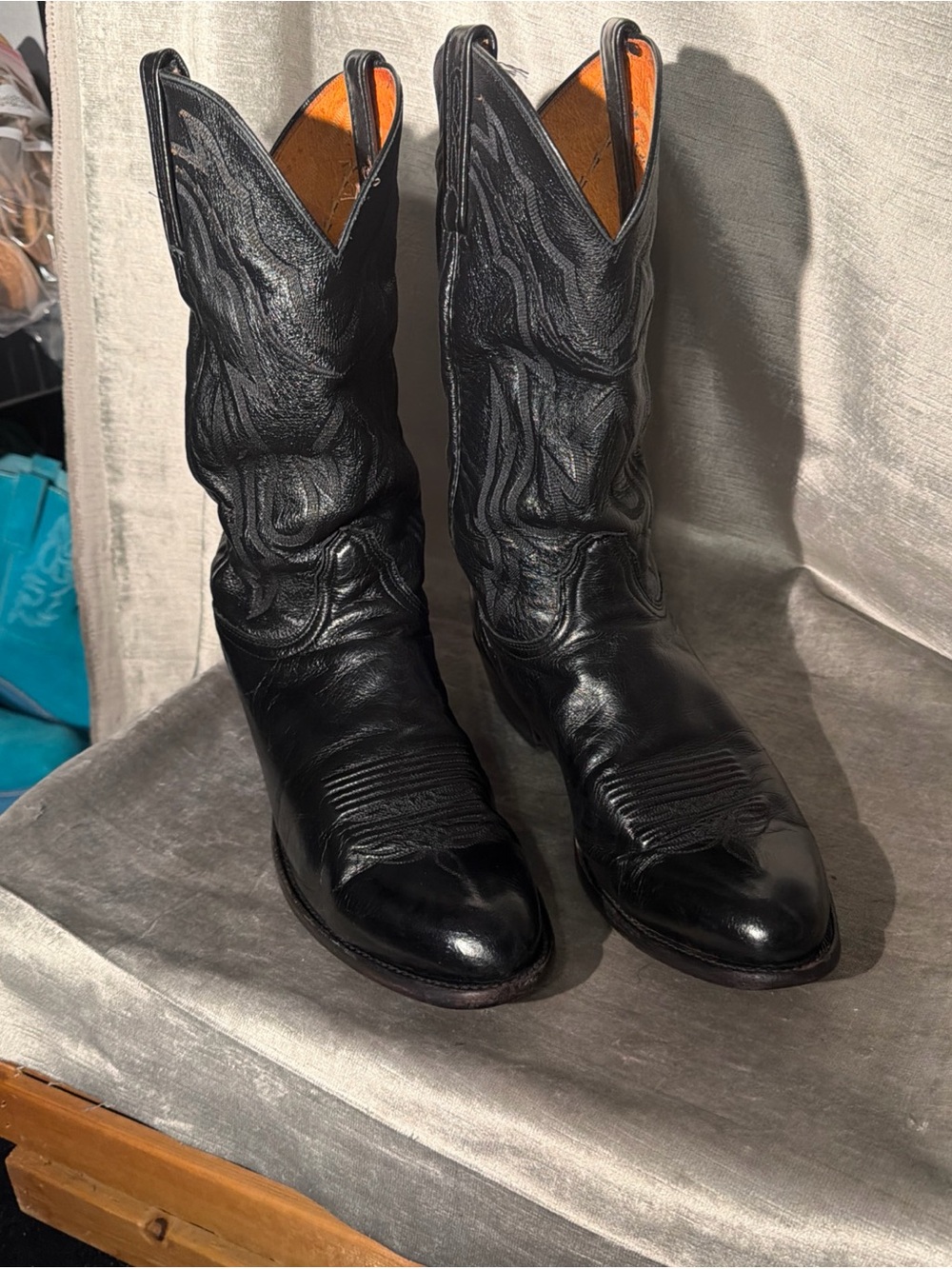 Lucchese 2000 Men’s Black ‘Lone Star’ Western Cowboy Boots T3094R4 Size 10.5D